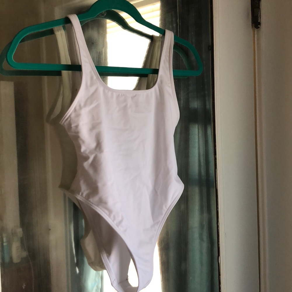 White Low Back One-Piece Swim